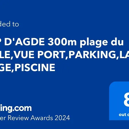 Cap D'agde 300m Plage Du Mole,vue Port,parking,lave Linge,piscine